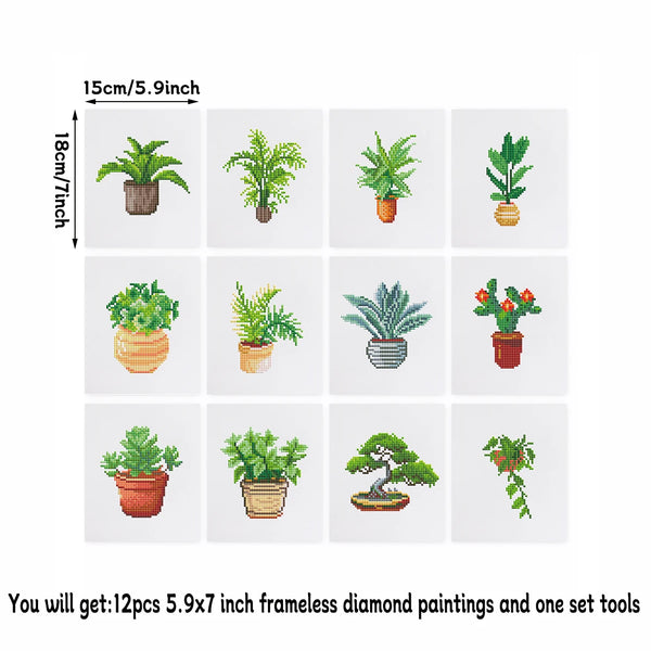 Green Plant Mini Diamond Painting Set