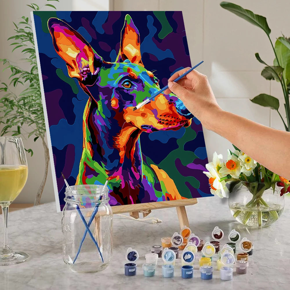DIY Dobermann Graffiti Paint By Numbers – Number Canvas