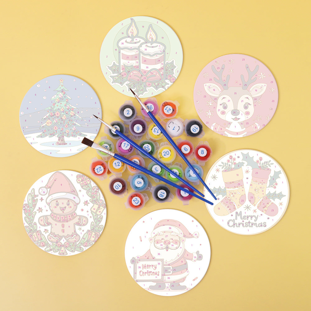 Merry Christmas Paint By Numbers Coaster Set