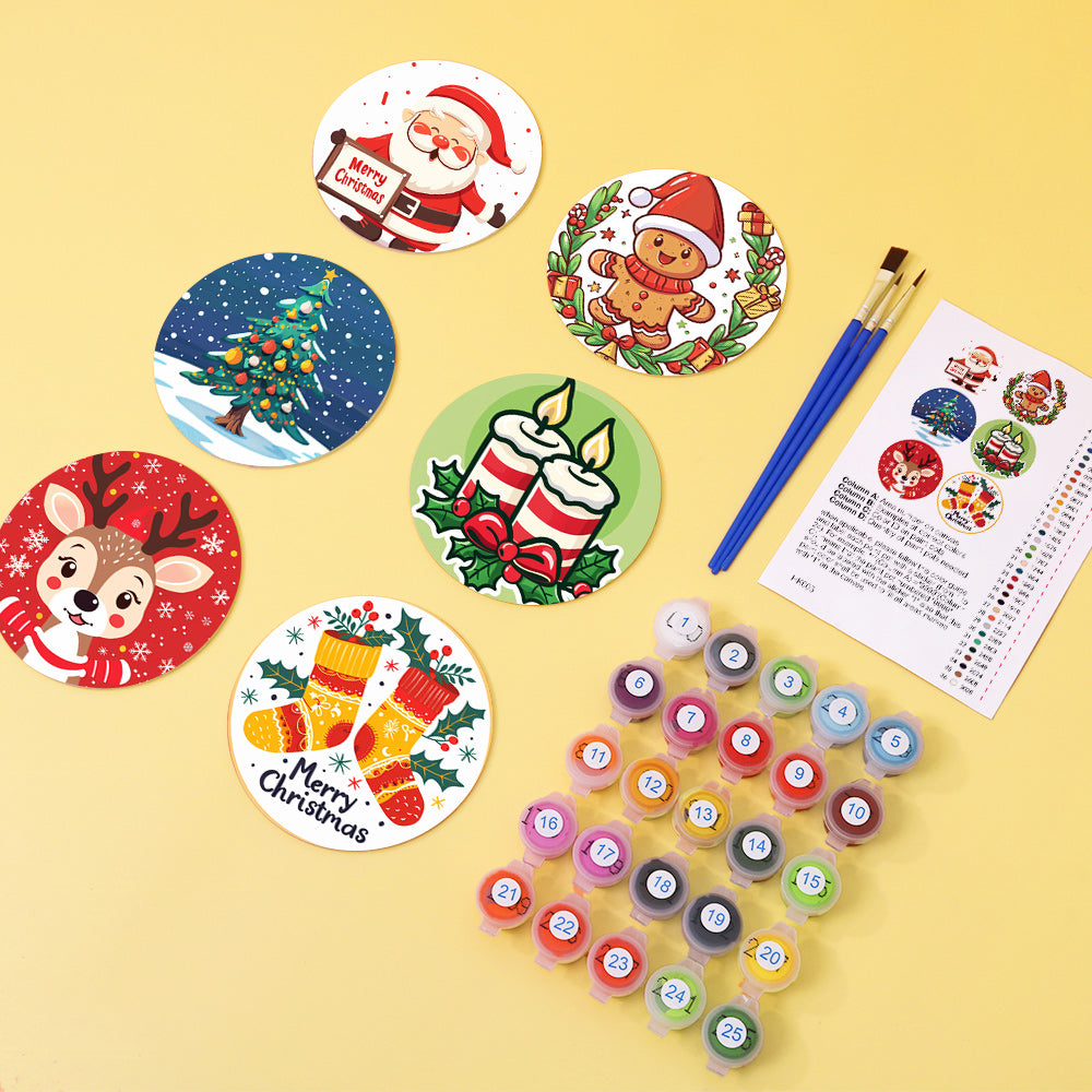 Merry Christmas Paint By Numbers Coaster Set
