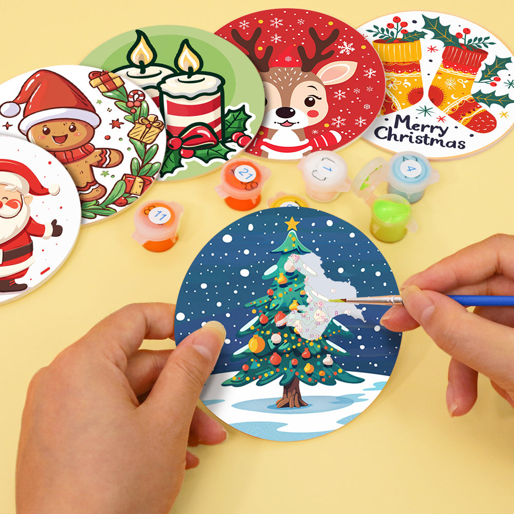 Merry Christmas Paint By Numbers Coaster Set
