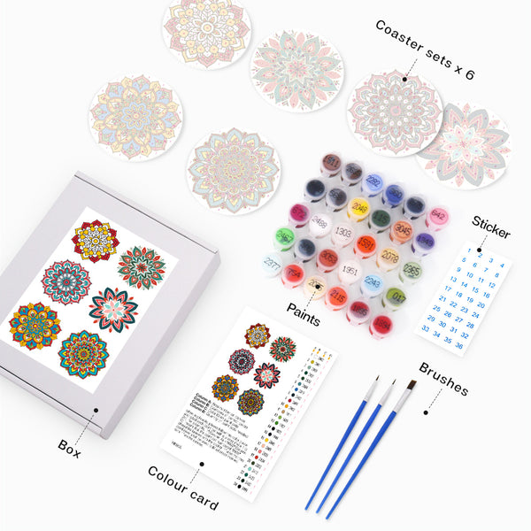 Mandala Christmas Paint By Numbers Coaster Set