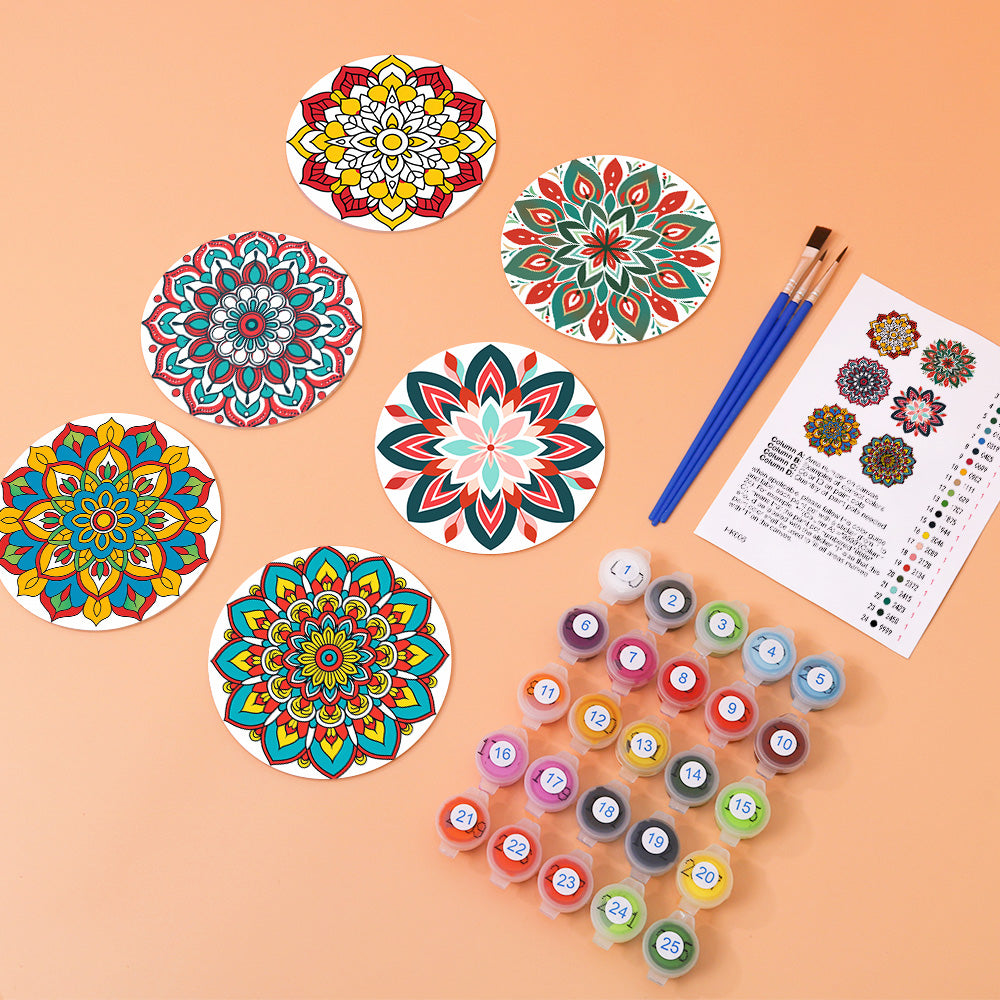 Mandala Christmas Paint By Numbers Coaster Set
