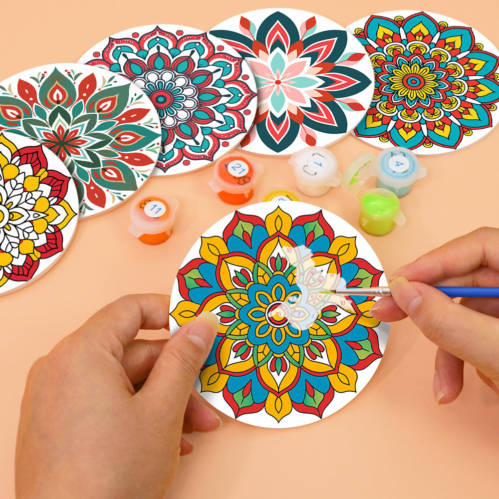 Mandala Christmas Paint By Numbers Coaster Set