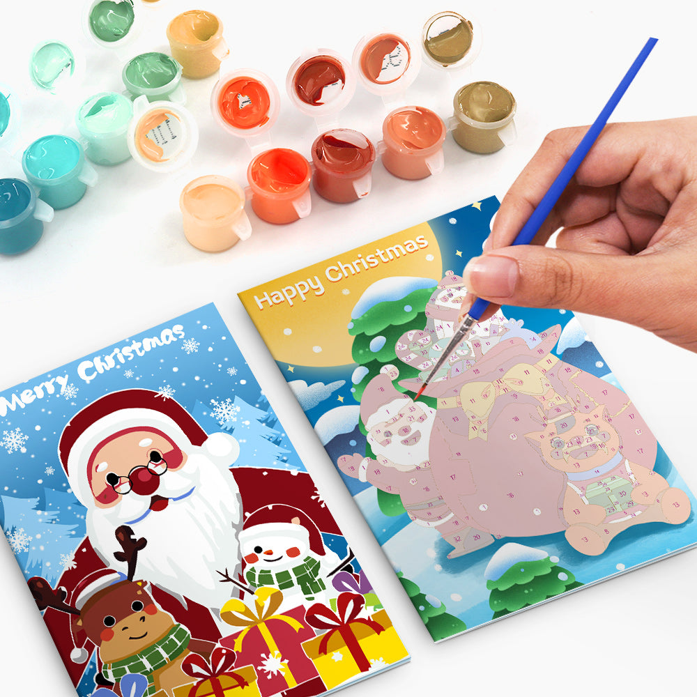 Winter Christmas Paint By Numbers Greeting Card Set