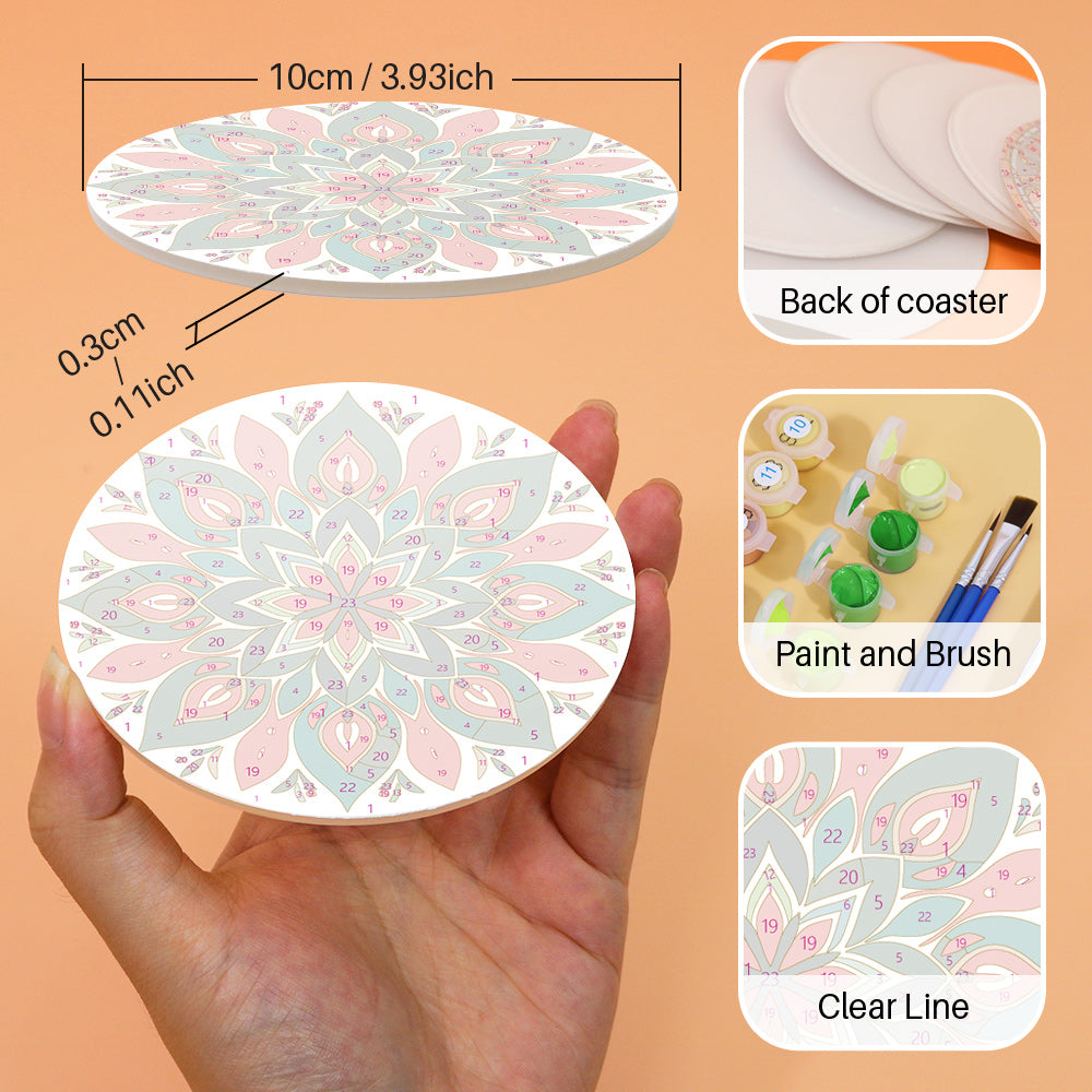 Mandala Christmas Paint By Numbers Coaster Set