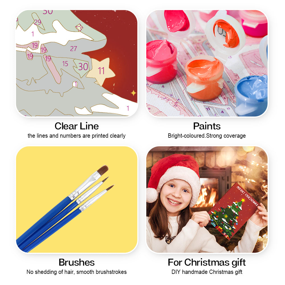 Winter Christmas Paint By Numbers Greeting Card Set