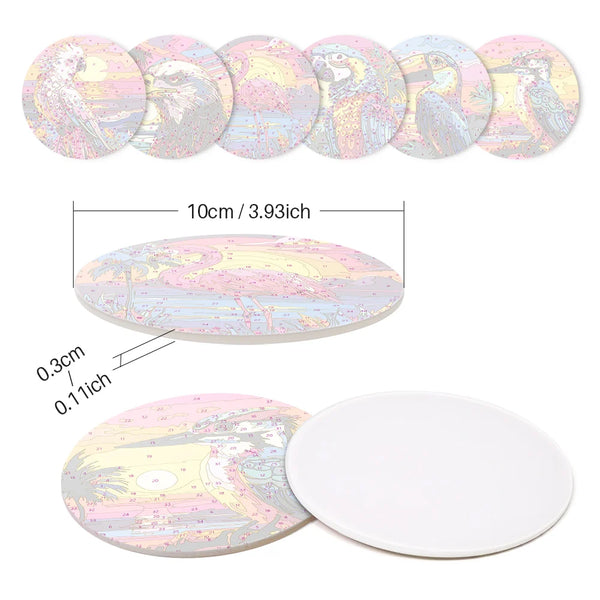 Colorful Birds Paint By Numbers Coaster Set