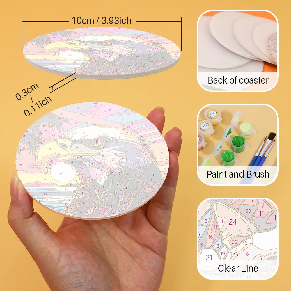 Painted Animals Paint By Numbers Coaster Set