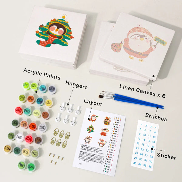 Christmas Penguin Mini Paint By Numbers Set