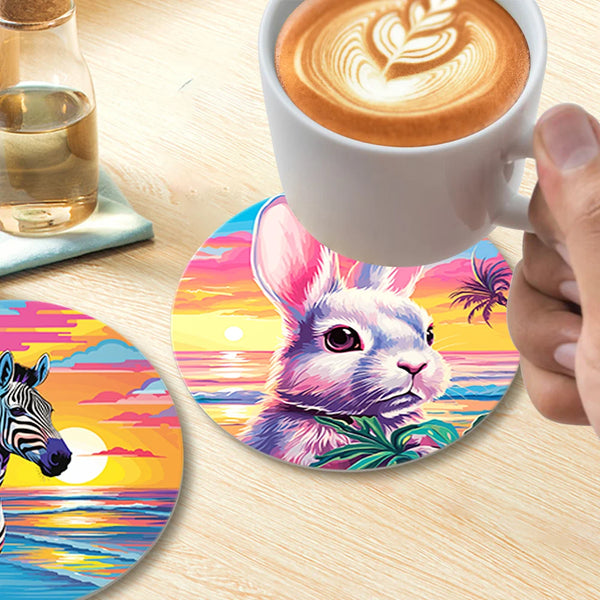 Painted Animals Paint By Numbers Coaster Set