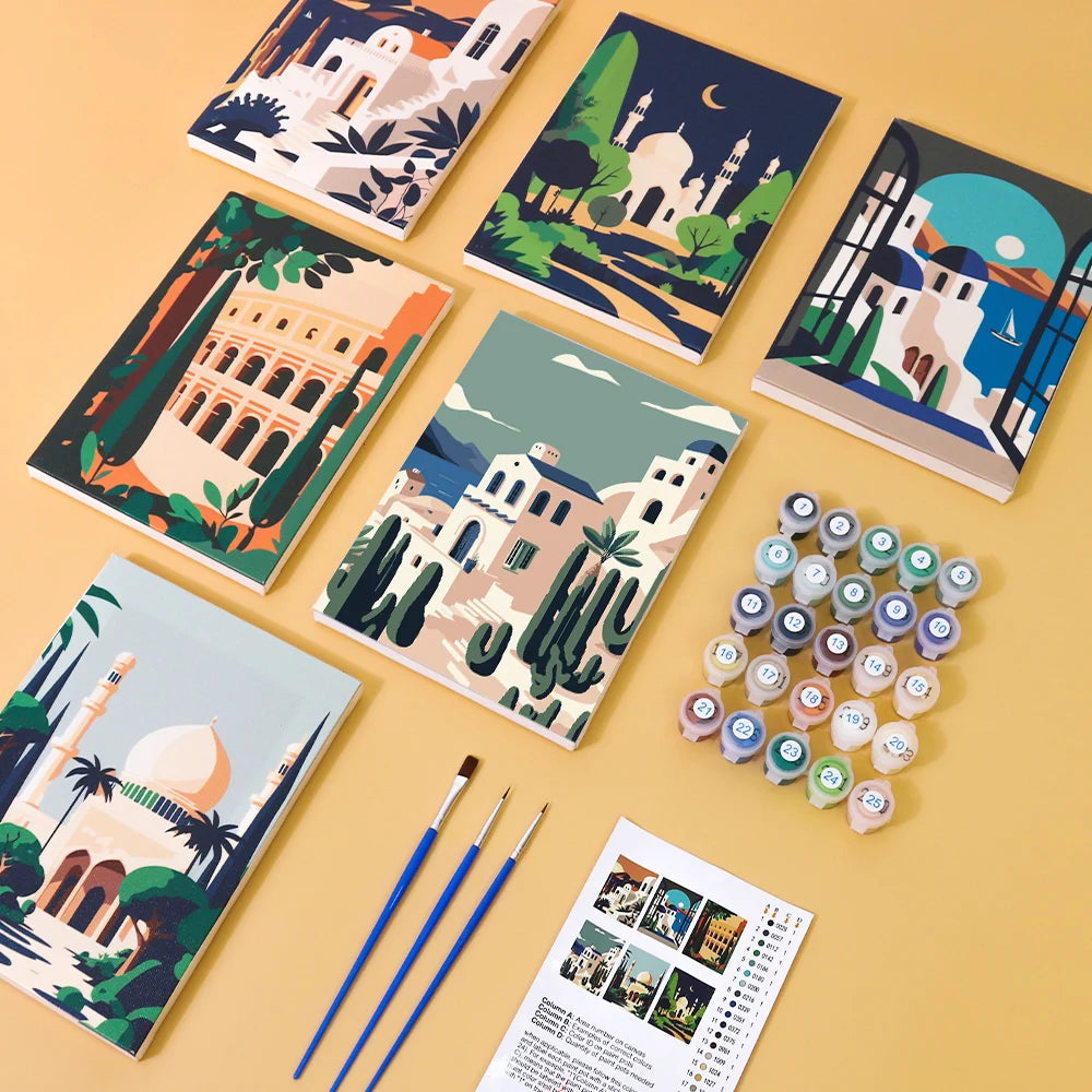 Architectural Landscape Mini Paint By Numbers Set