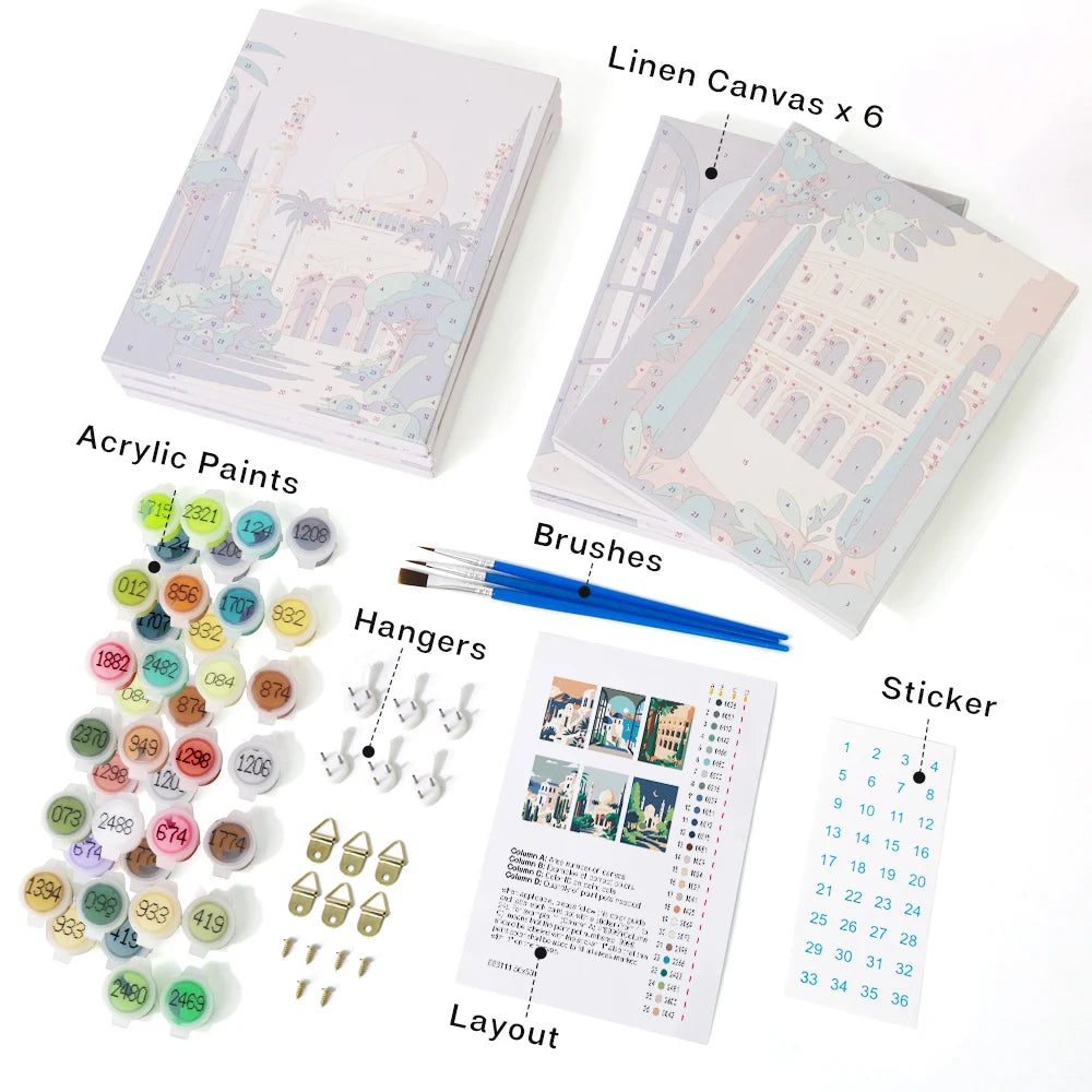 Architectural Landscape Mini Paint By Numbers Set