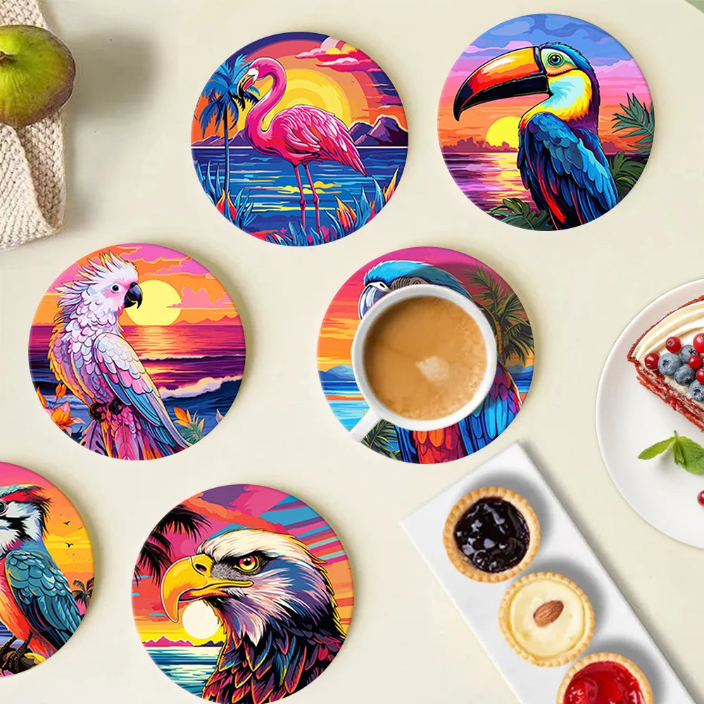 Colorful Birds Paint By Numbers Coaster Set