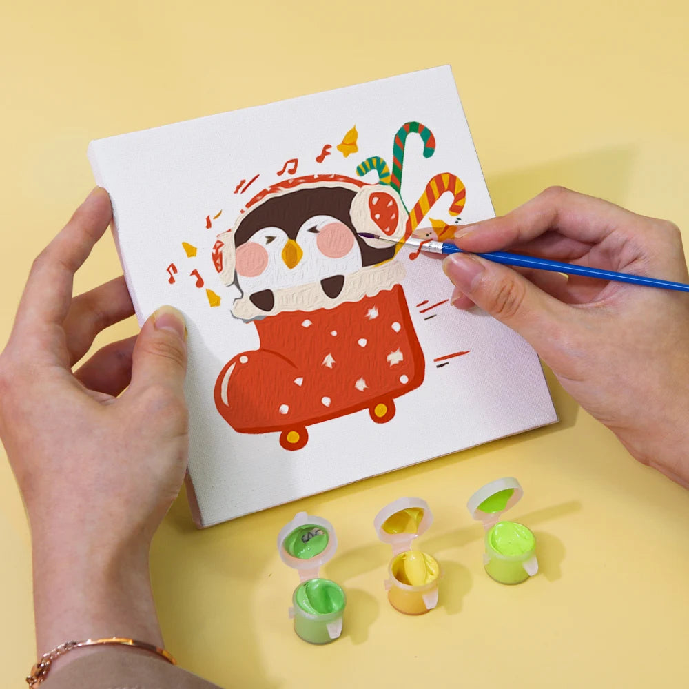 Christmas Penguin Mini Paint By Numbers Set