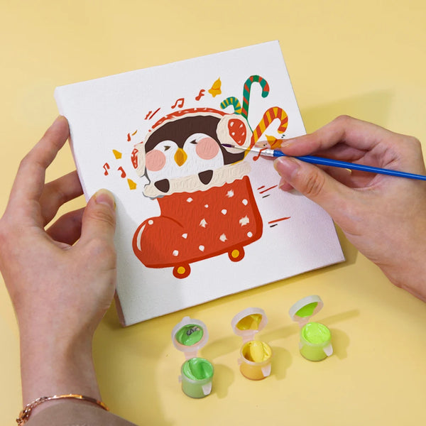 Christmas Penguin Mini Paint By Numbers Set