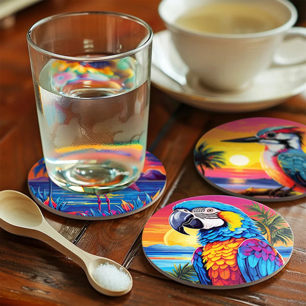 Colorful Birds Paint By Numbers Coaster Set