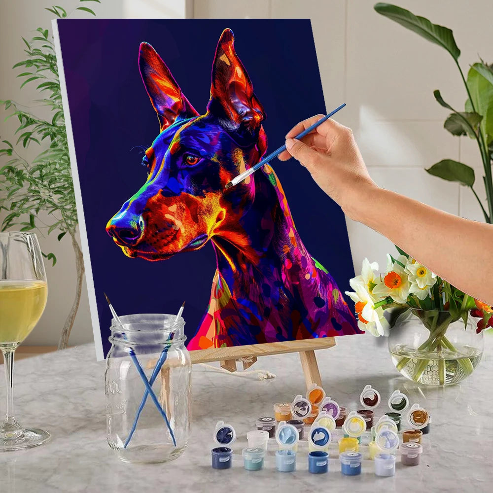 DIY Dobermann Graffiti Paint By Numbers – Number Canvas