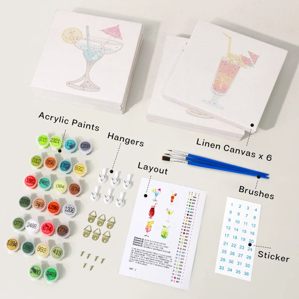 Summer Beverages Mini Paint By Numbers Set