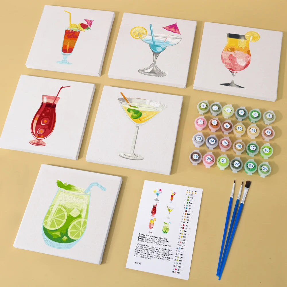 Summer Beverages Mini Paint By Numbers Set