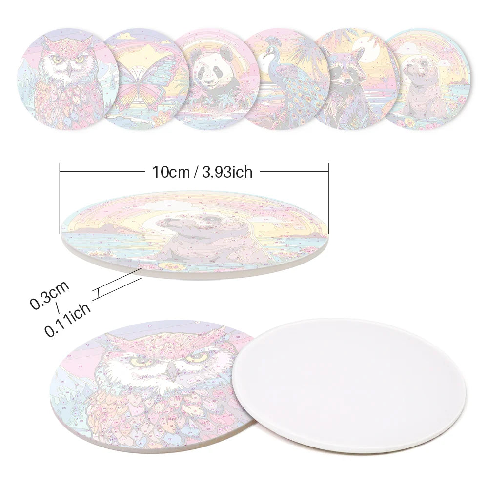 Colorful Animals Paint By Numbers Coaster Set