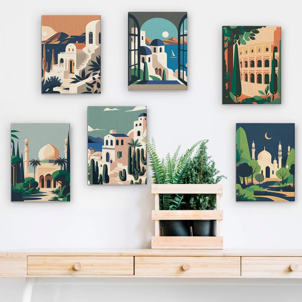 Architectural Landscape Mini Paint By Numbers Set