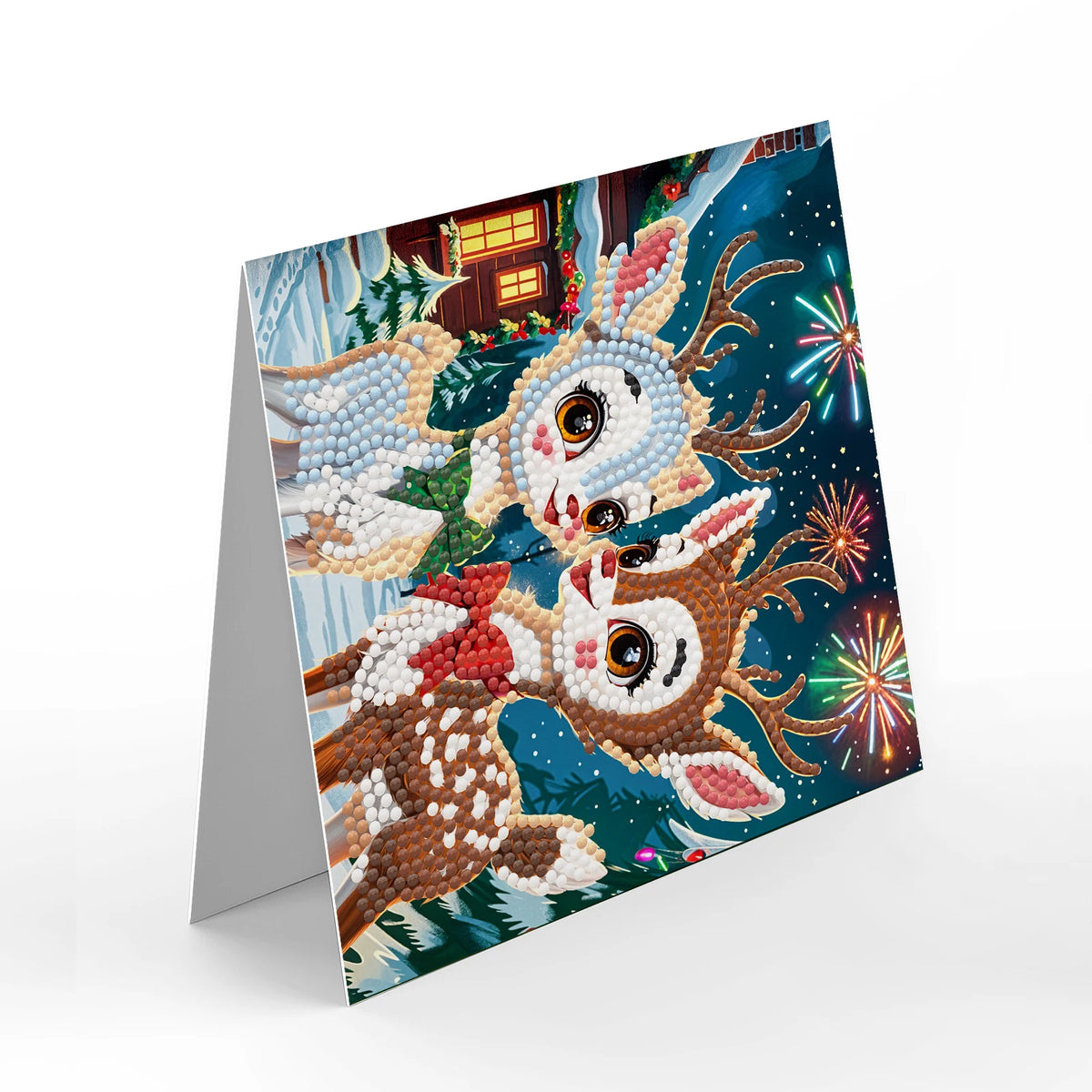 5D Diamond Reindeer Holiday Greeting Cards Set