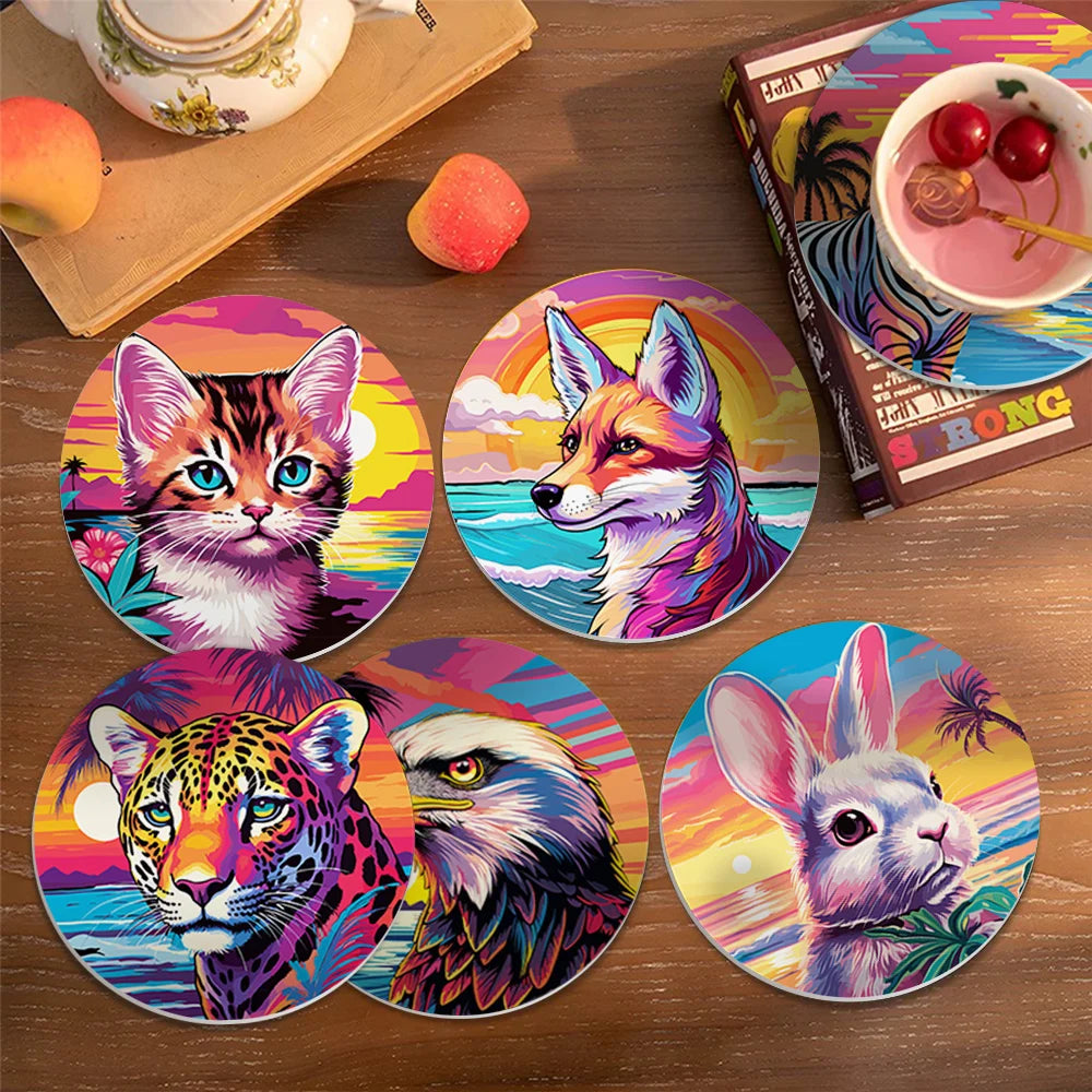 Painted Animals Paint By Numbers Coaster Set