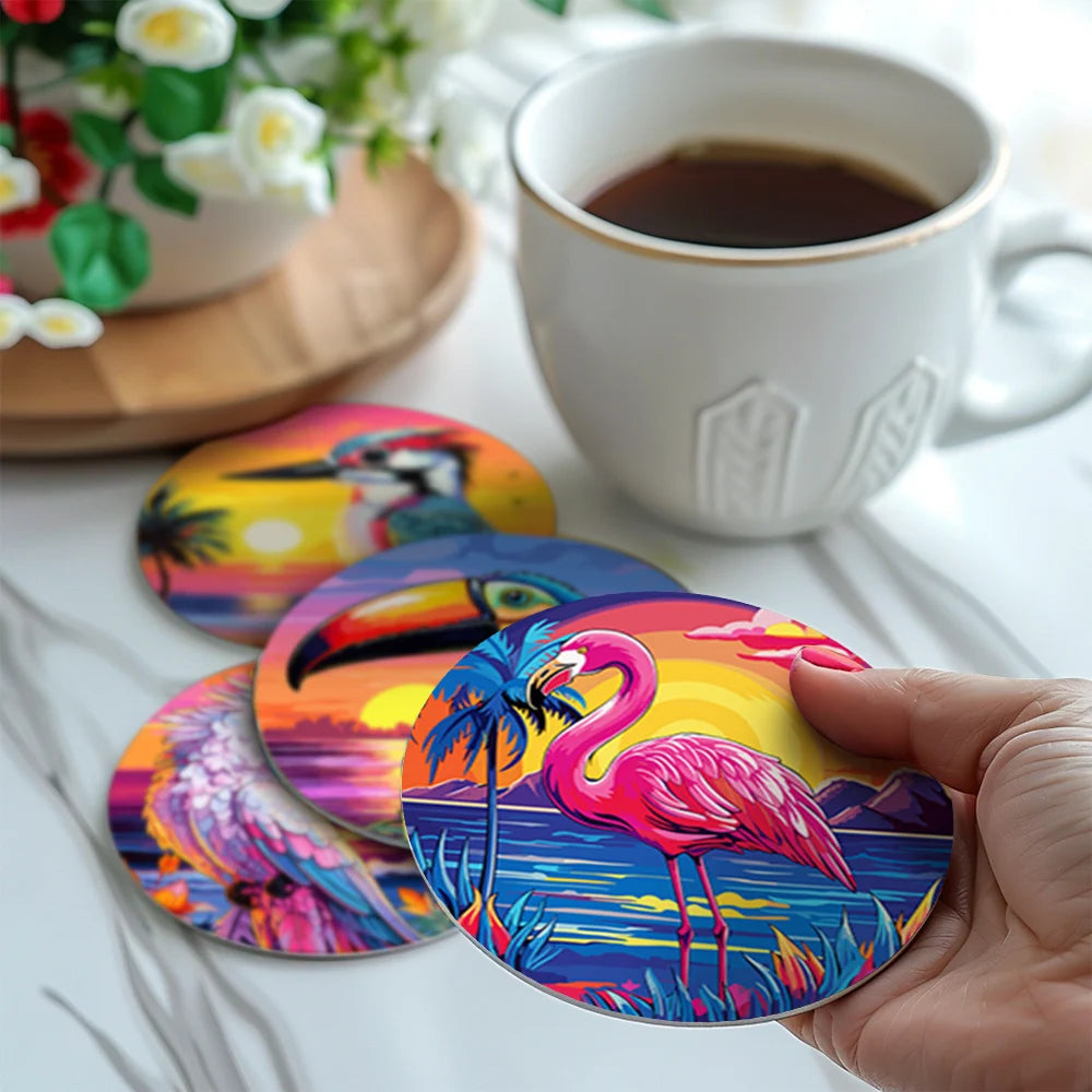 Colorful Birds Paint By Numbers Coaster Set