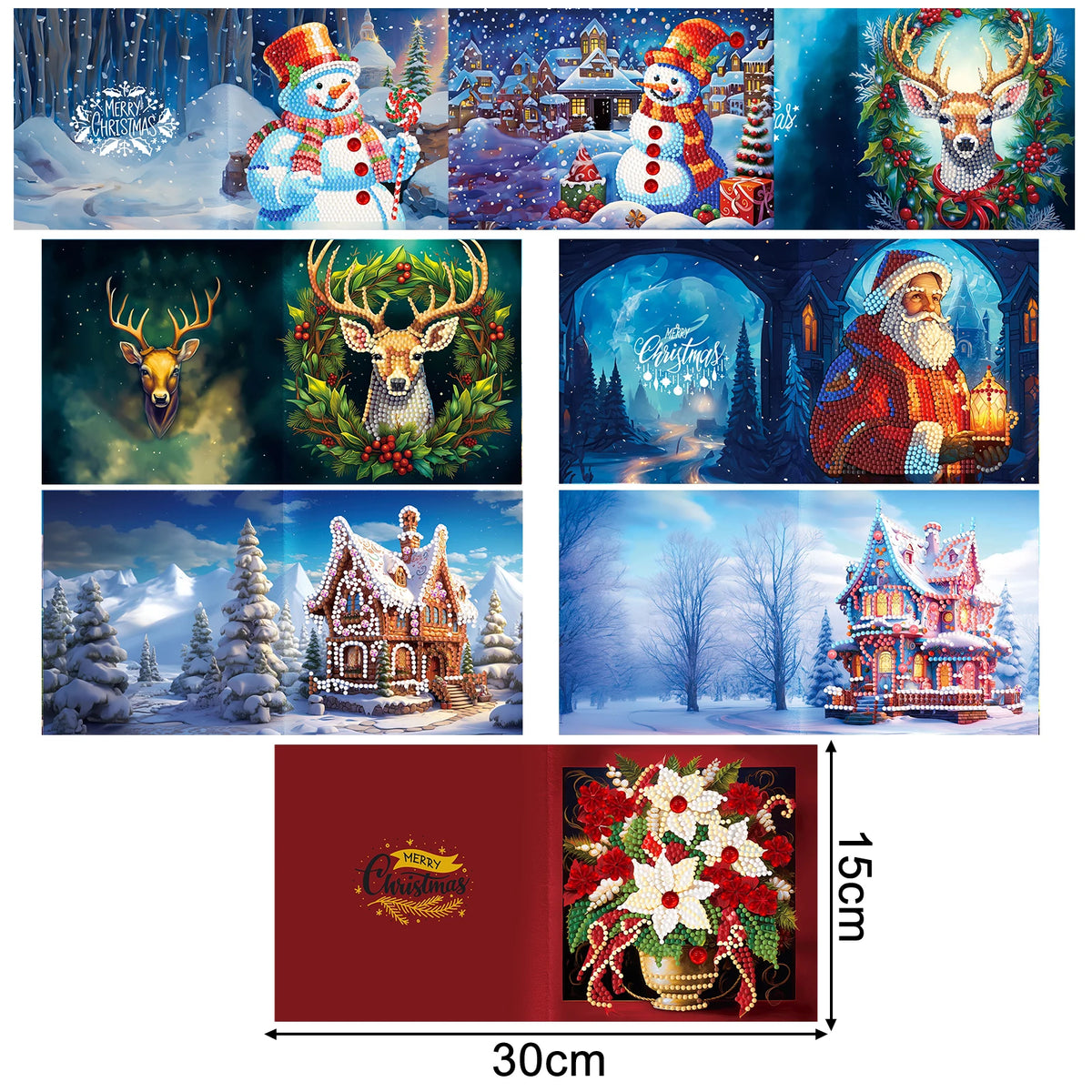 5D Diamond Greeting Cards With Hanging Decorations Set