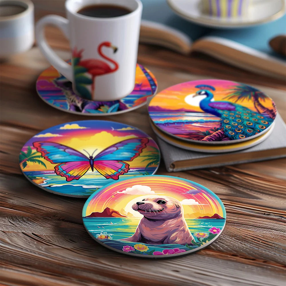 Colorful Animals Paint By Numbers Coaster Set