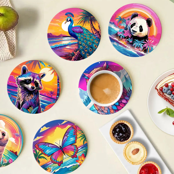 Colorful Animals Paint By Numbers Coaster Set