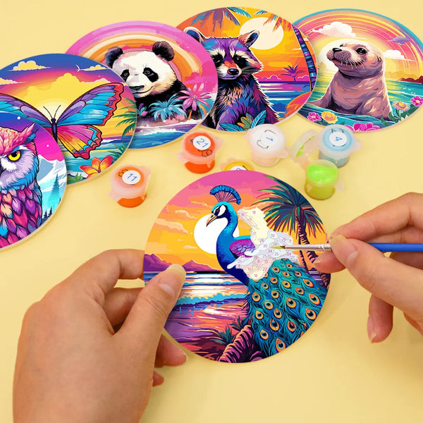 Colorful Animals Paint By Numbers Coaster Set