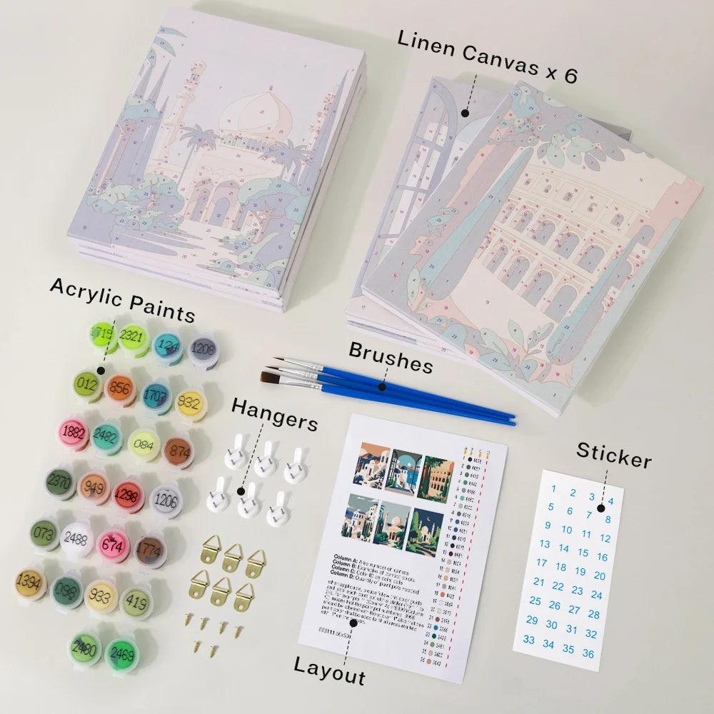 Architectural Landscape Mini Paint By Numbers Set