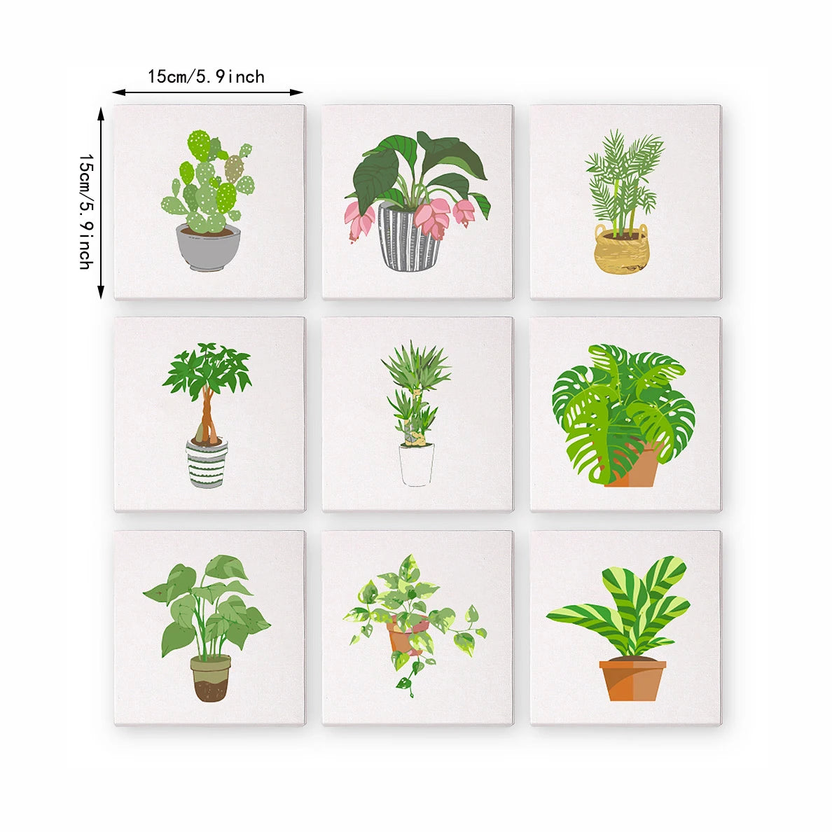 Green Plants Mini Paint By Numbers Set (9 pcs)