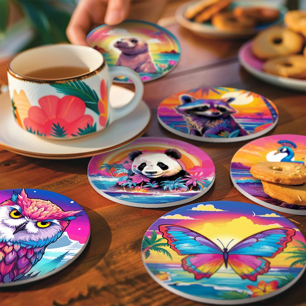 Colorful Animals Paint By Numbers Coaster Set