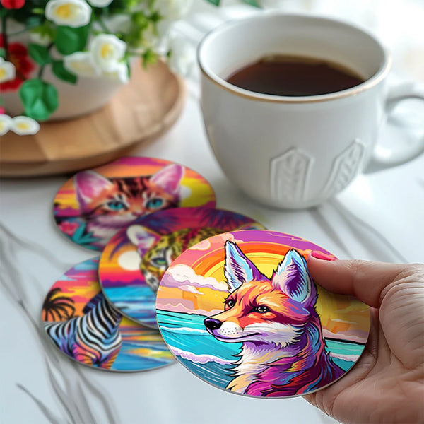 Painted Animals Paint By Numbers Coaster Set