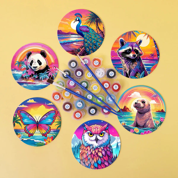 Colorful Animals Paint By Numbers Coaster Set