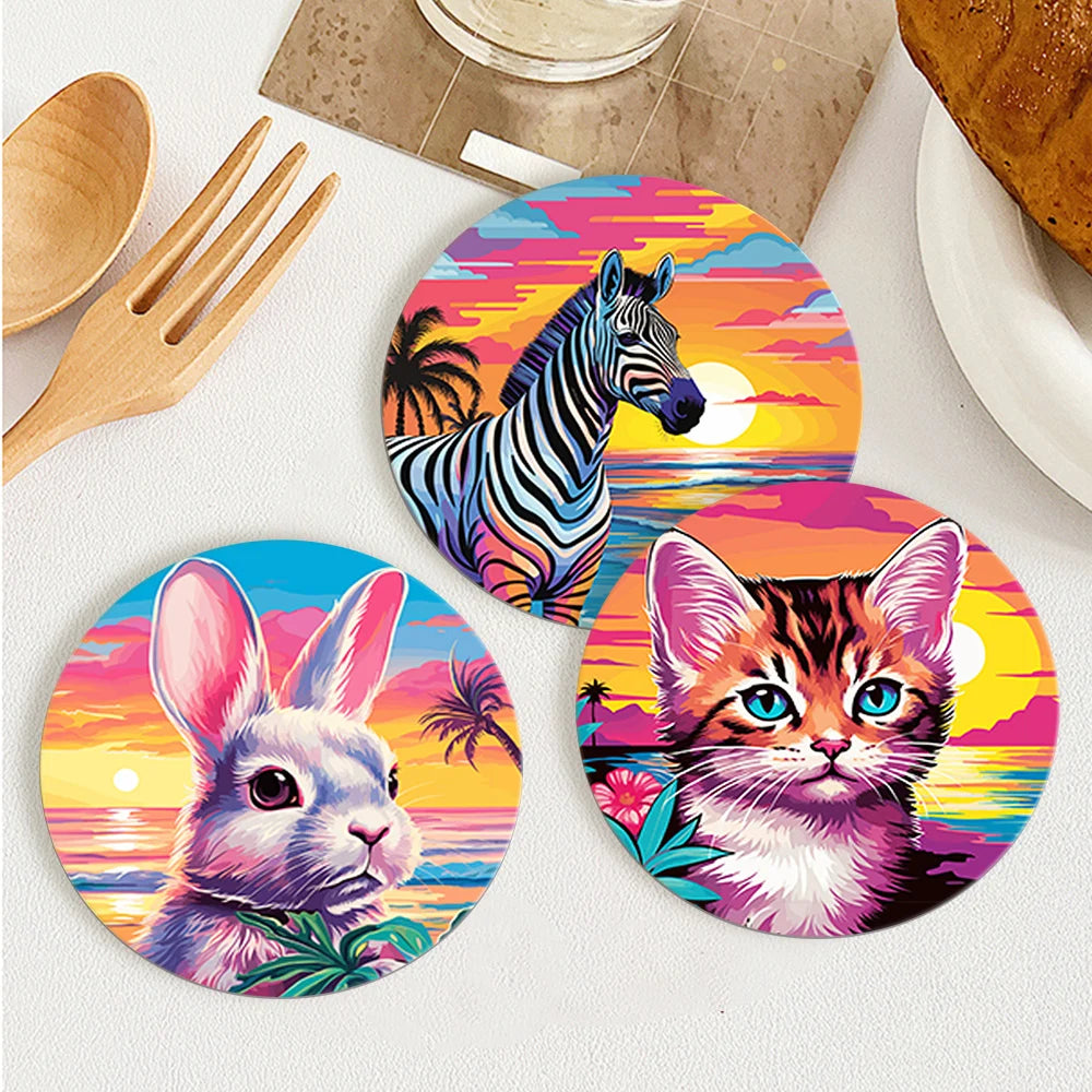 Painted Animals Paint By Numbers Coaster Set