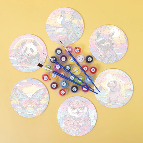 Colorful Animals Paint By Numbers Coaster Set